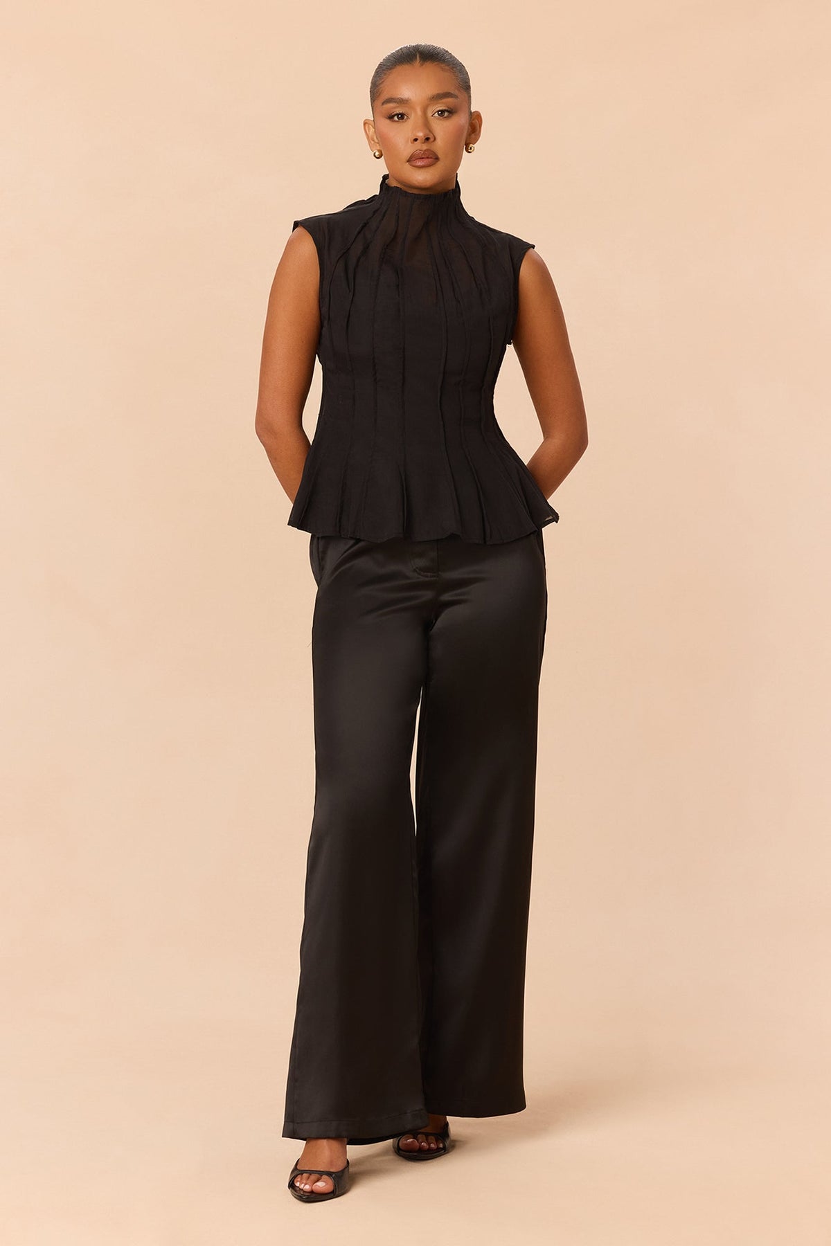 Daily Dose Satin Pant Set - Black