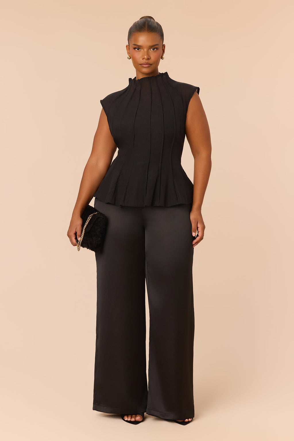 Daily Dose Satin Pant Set - Black