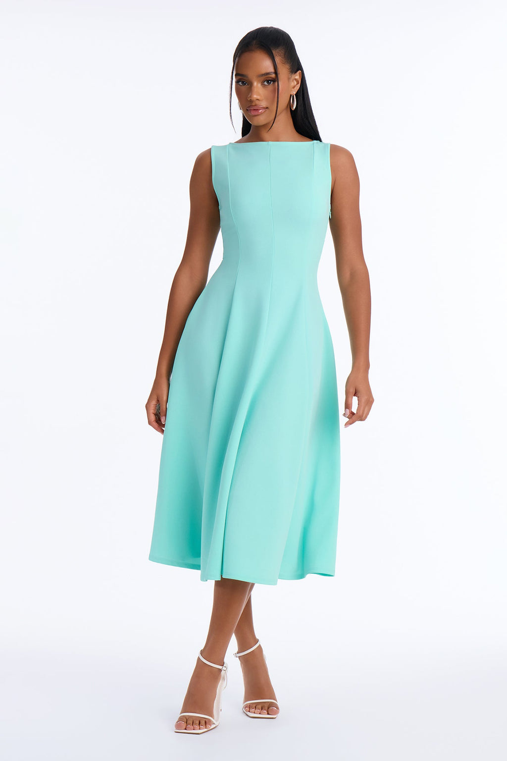 Sweet Sunday Knit Crepe Midi Dress - Turquoise