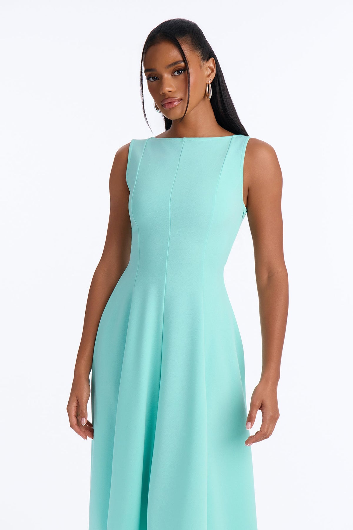 Sweet Sunday Knit Crepe Midi Dress - Turquoise
