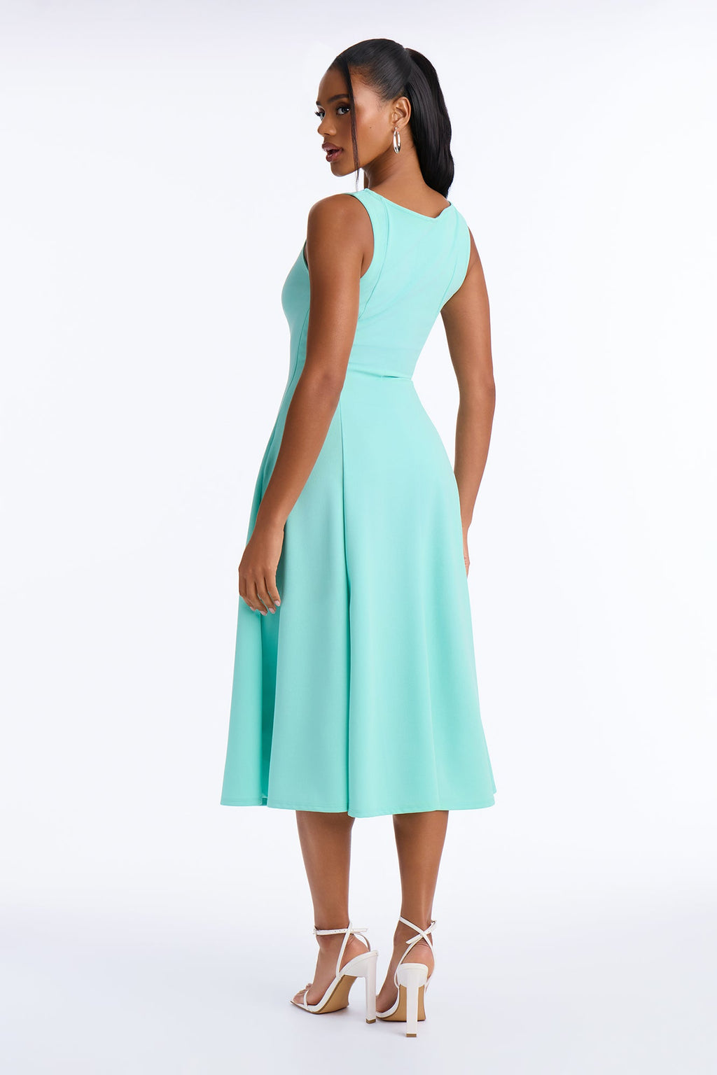 Sweet Sunday Knit Crepe Midi Dress - Turquoise