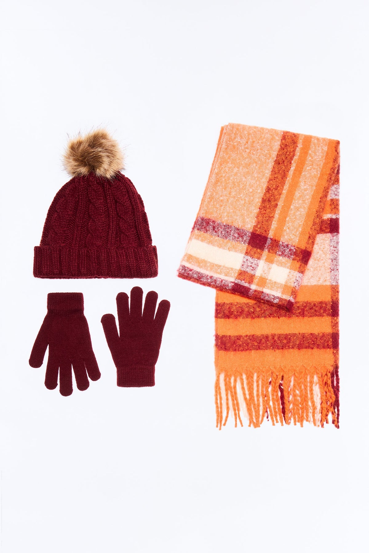 Deep Forest Glove And Scarf Set - Rust/combo