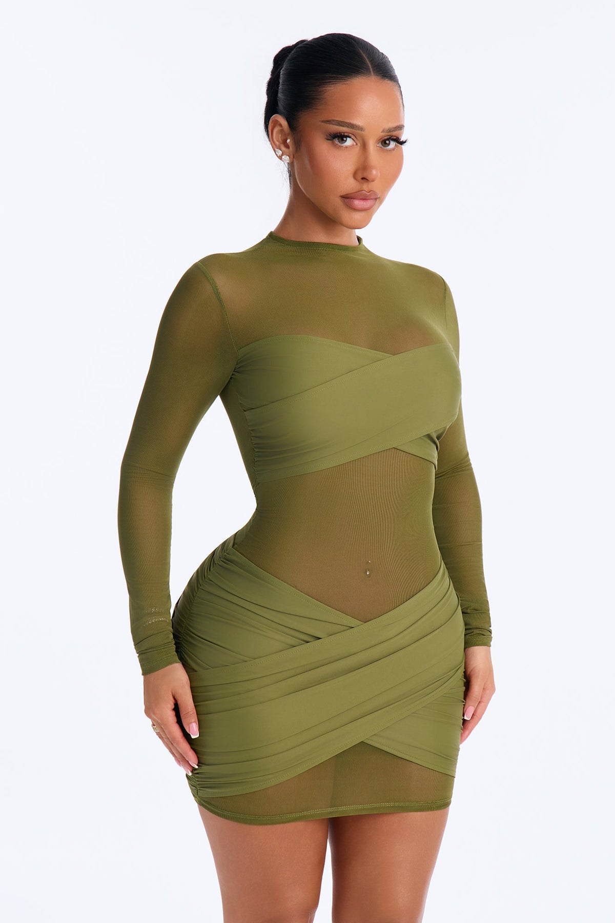 Gracie Form Double Lined Mini Dress - Olive