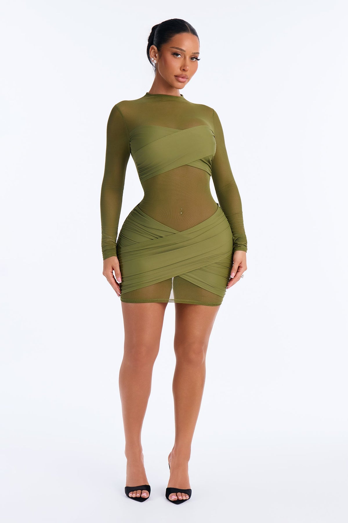 Gracie Form Double Lined Mini Dress - Olive