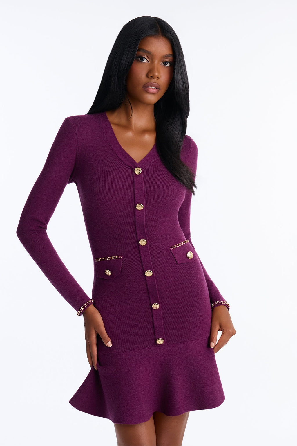 All The Riches Sweater Mini Dress - Plum
