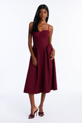 Selena Sweetheart Midi Dress - Wine