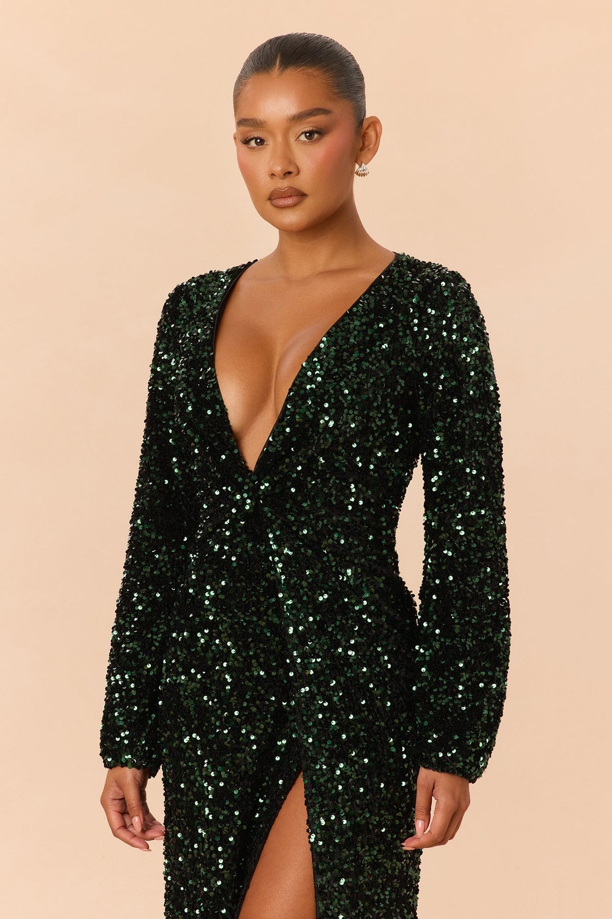 Amara Sequin Gown - Emerald
