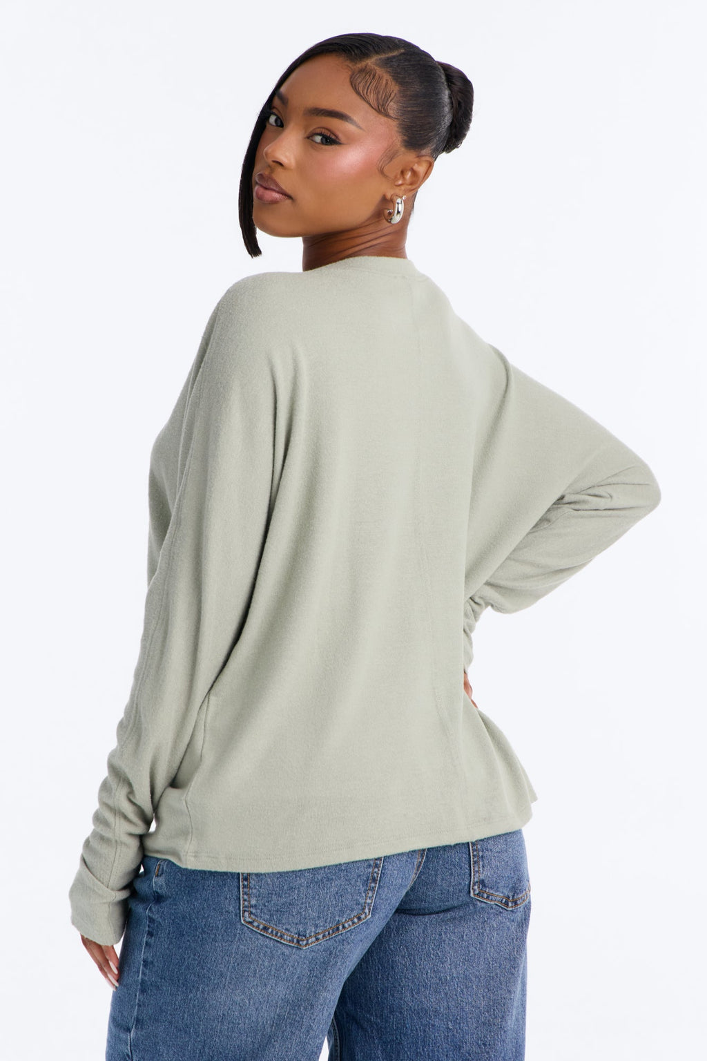 Stephanie Relaxed Fit Long Sleeve Tee - Sage