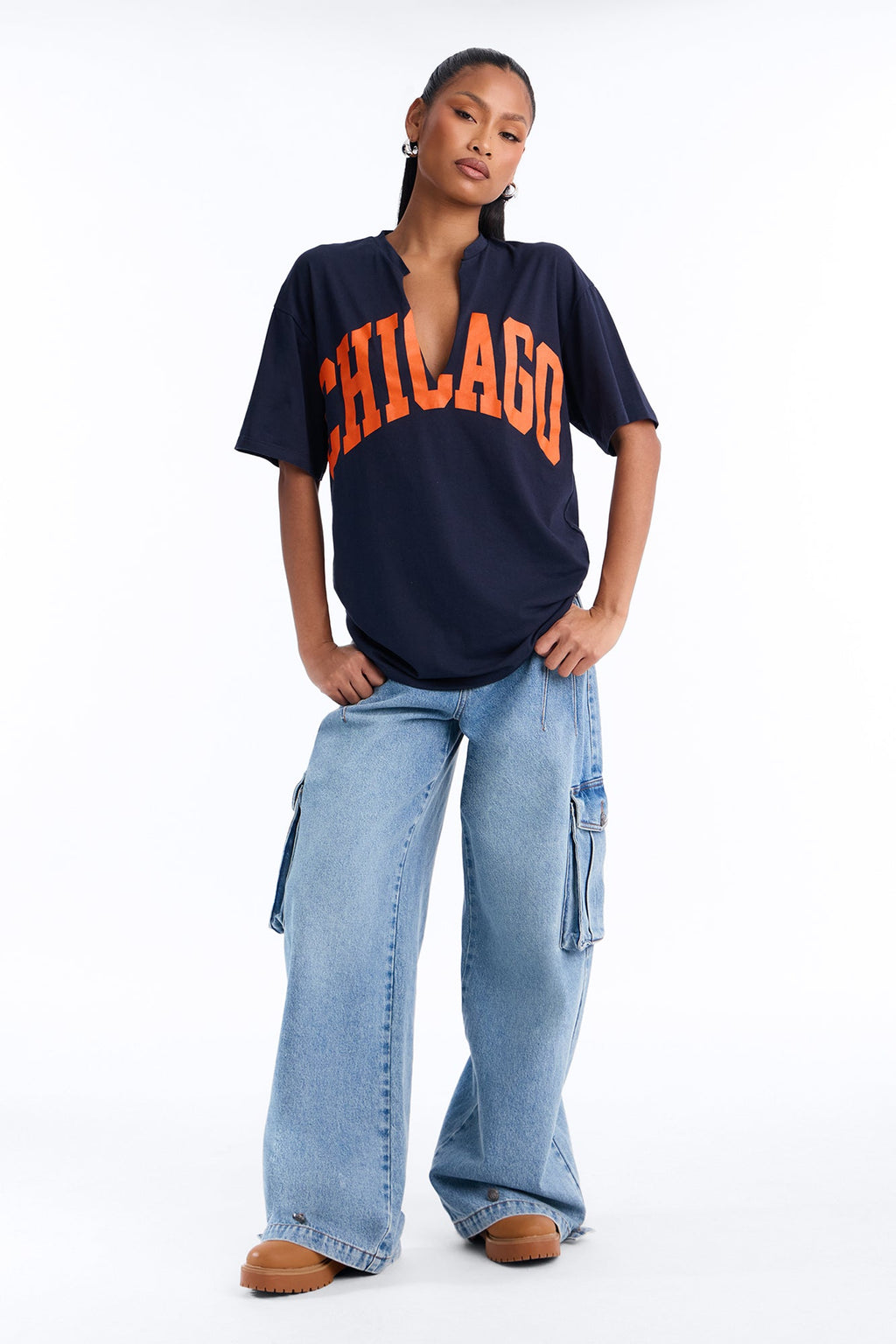 Chicago Girl Tee - Navy/combo