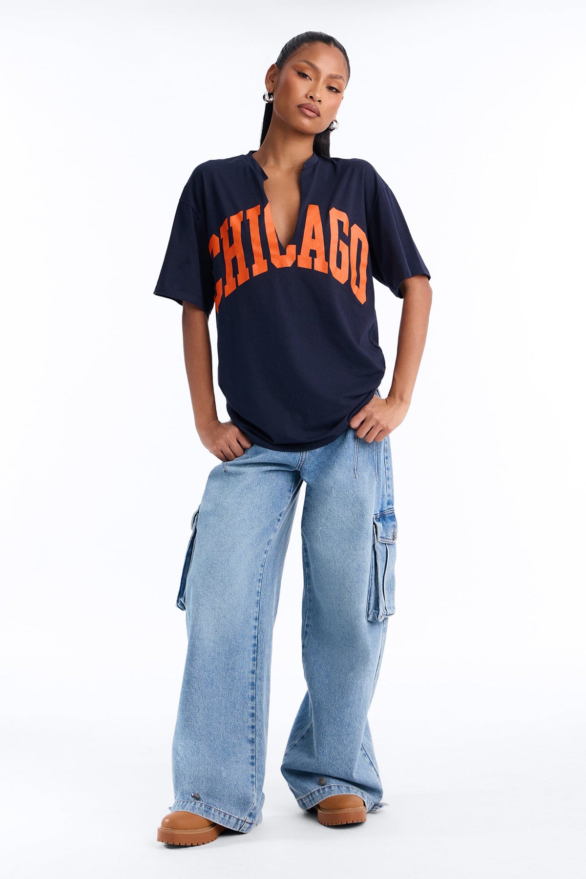 Chicago Girl Tee - Navy/combo