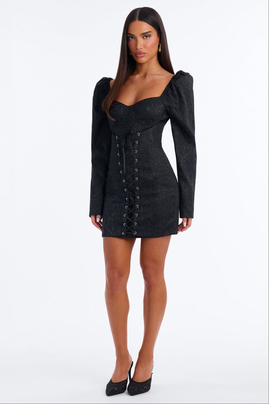 Bad Romance Jacquard Mini Dress - Black