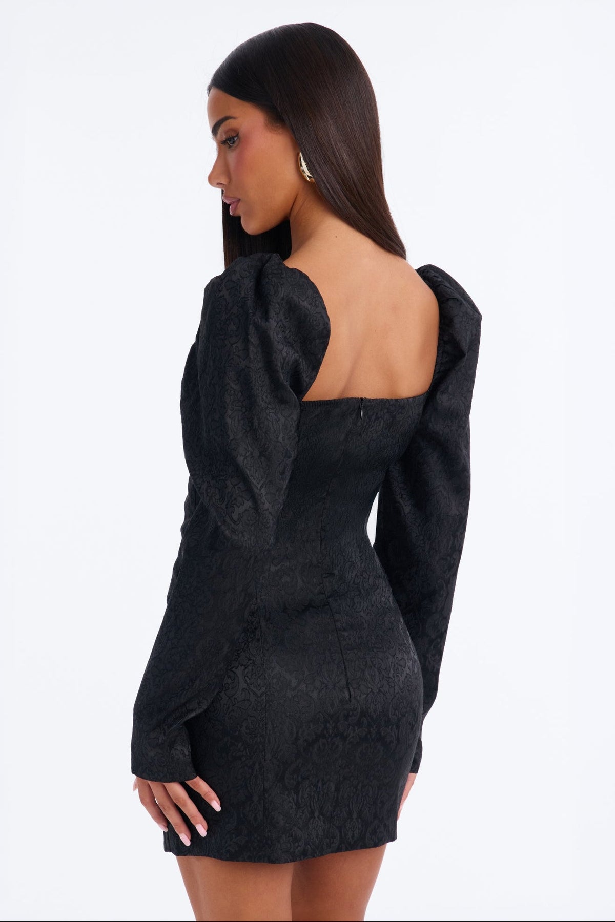 Bad Romance Jacquard Mini Dress - Black