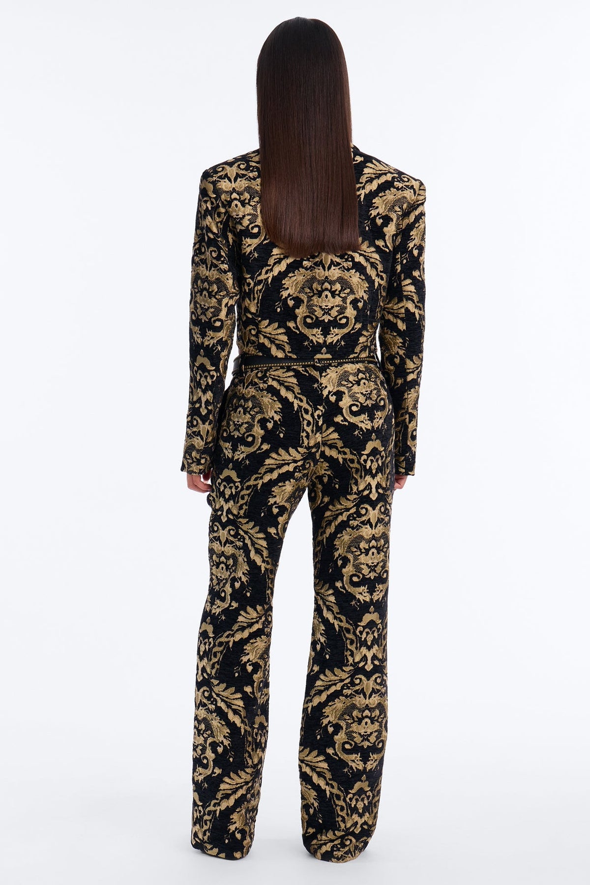 Celestia Tapestry Belted Pant Set - Black/Gold