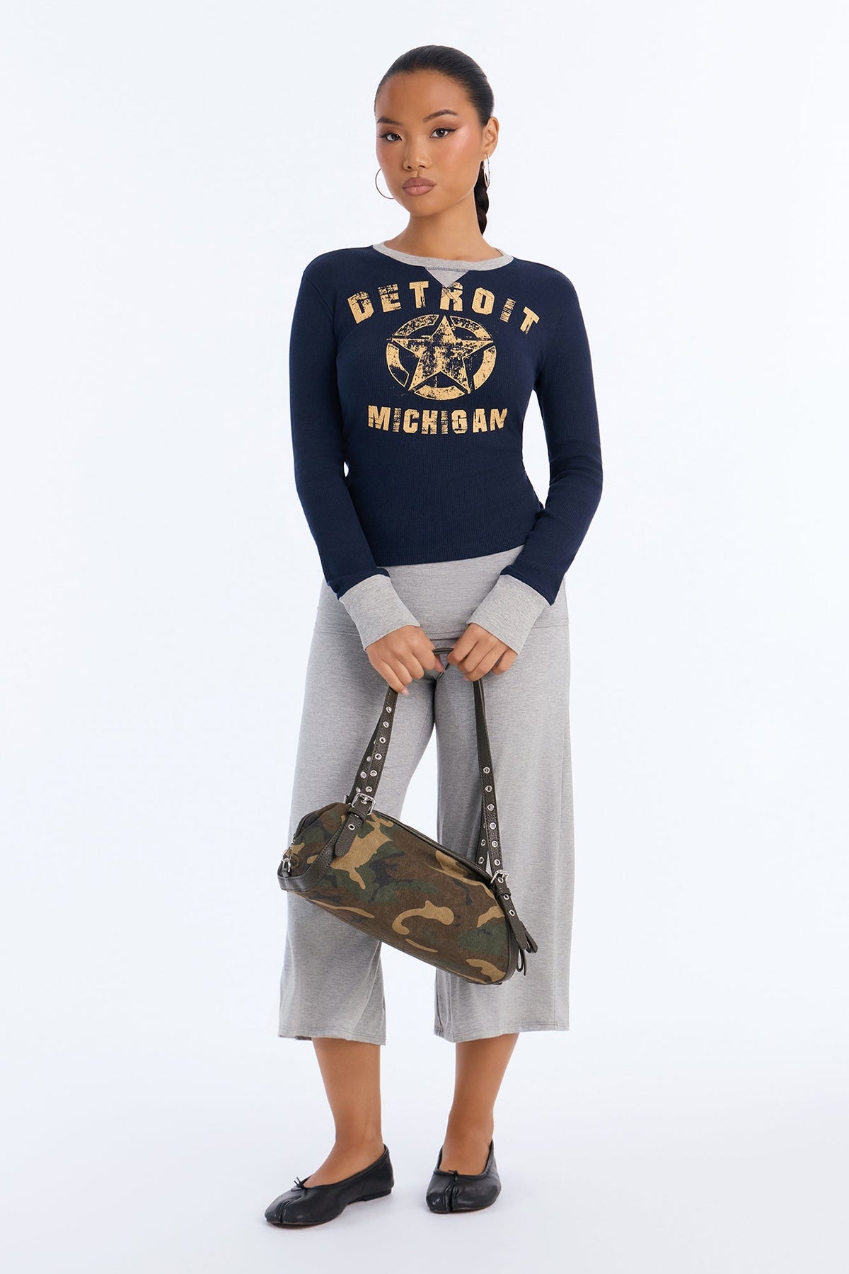 Michigan Contrast Thermal Long Sleeve Tee - Navy/combo