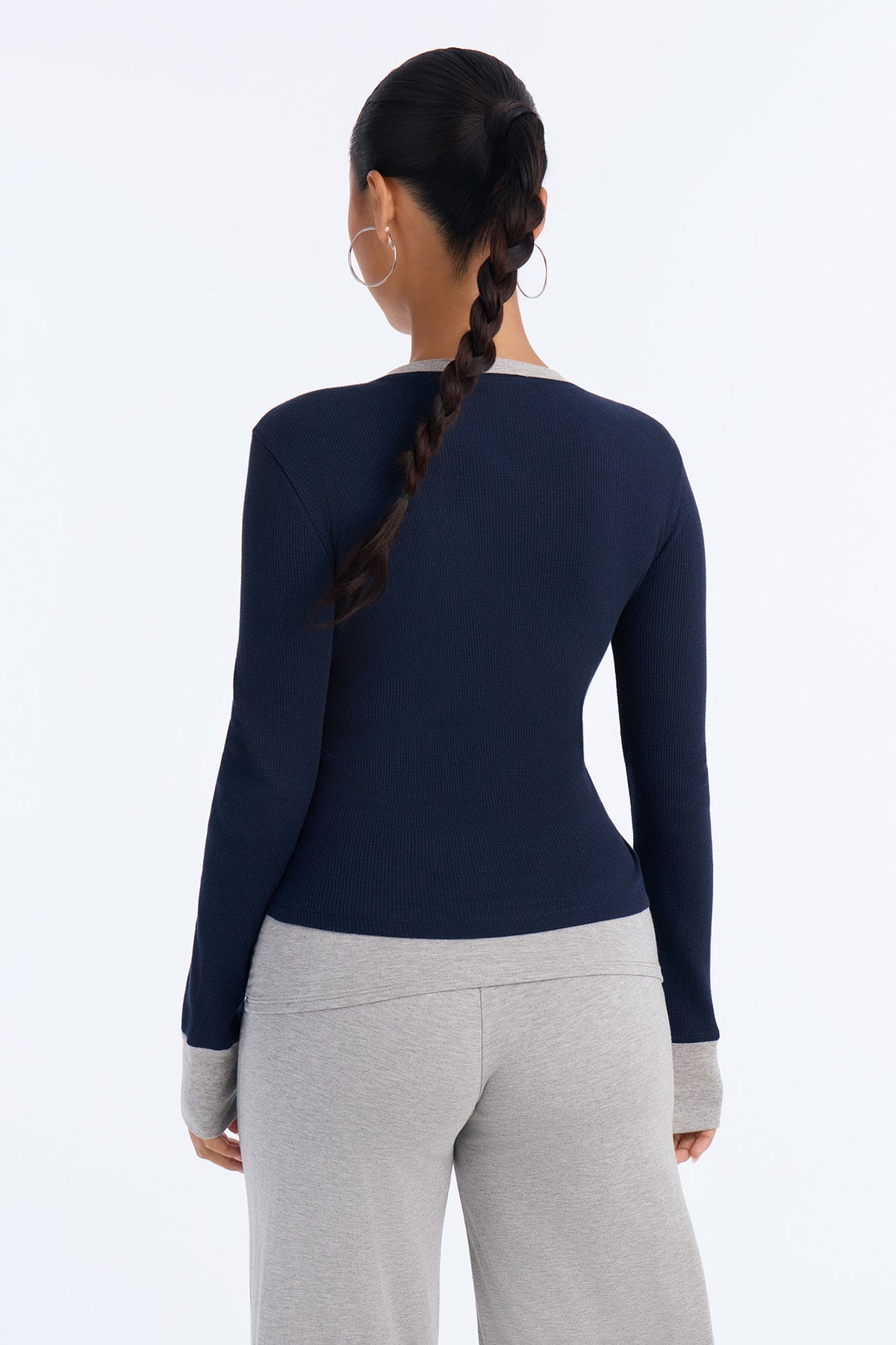 Michigan Contrast Thermal Long Sleeve Tee - Navy/combo