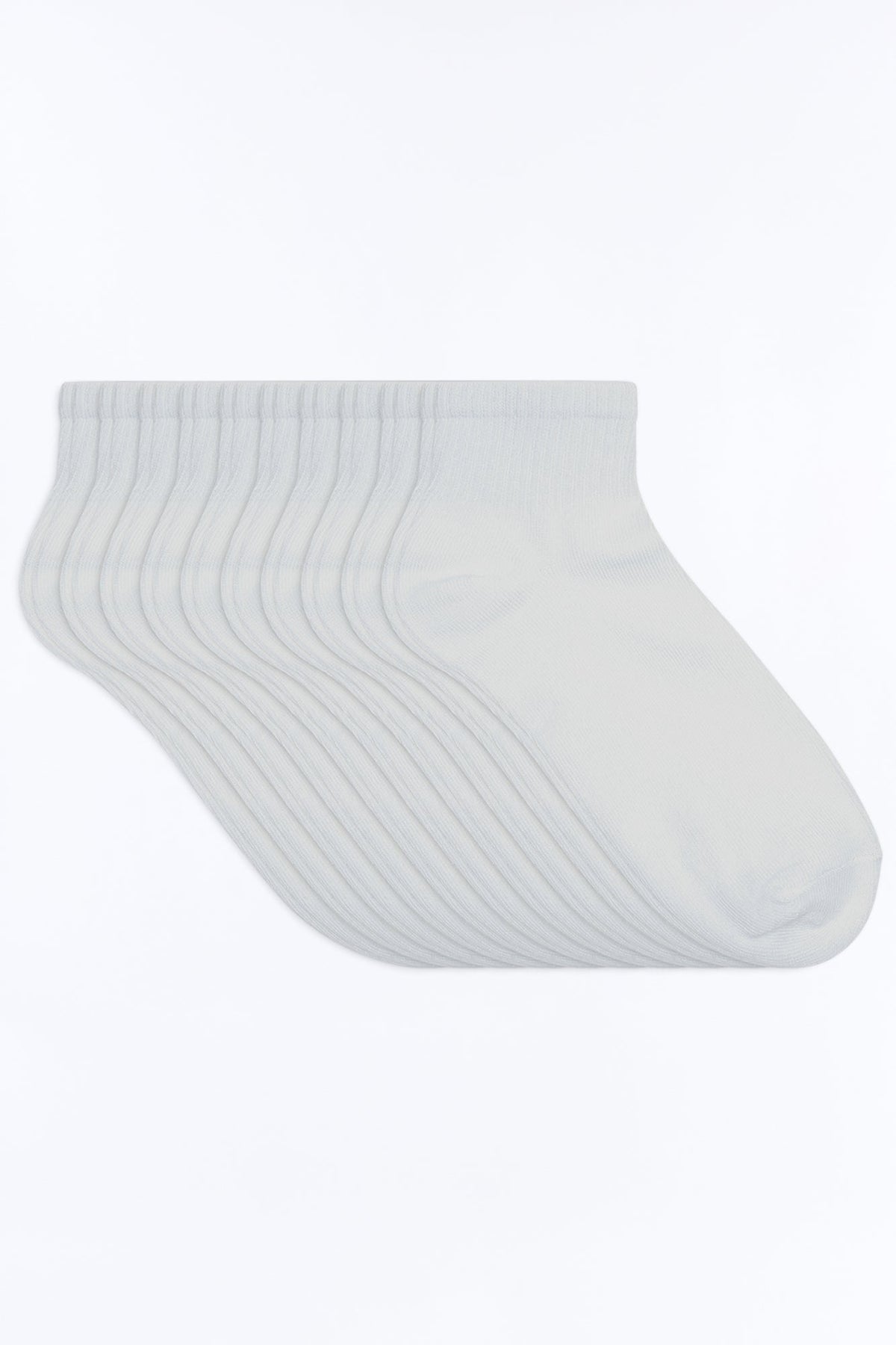 10 Pack Quarter Length Socks - White
