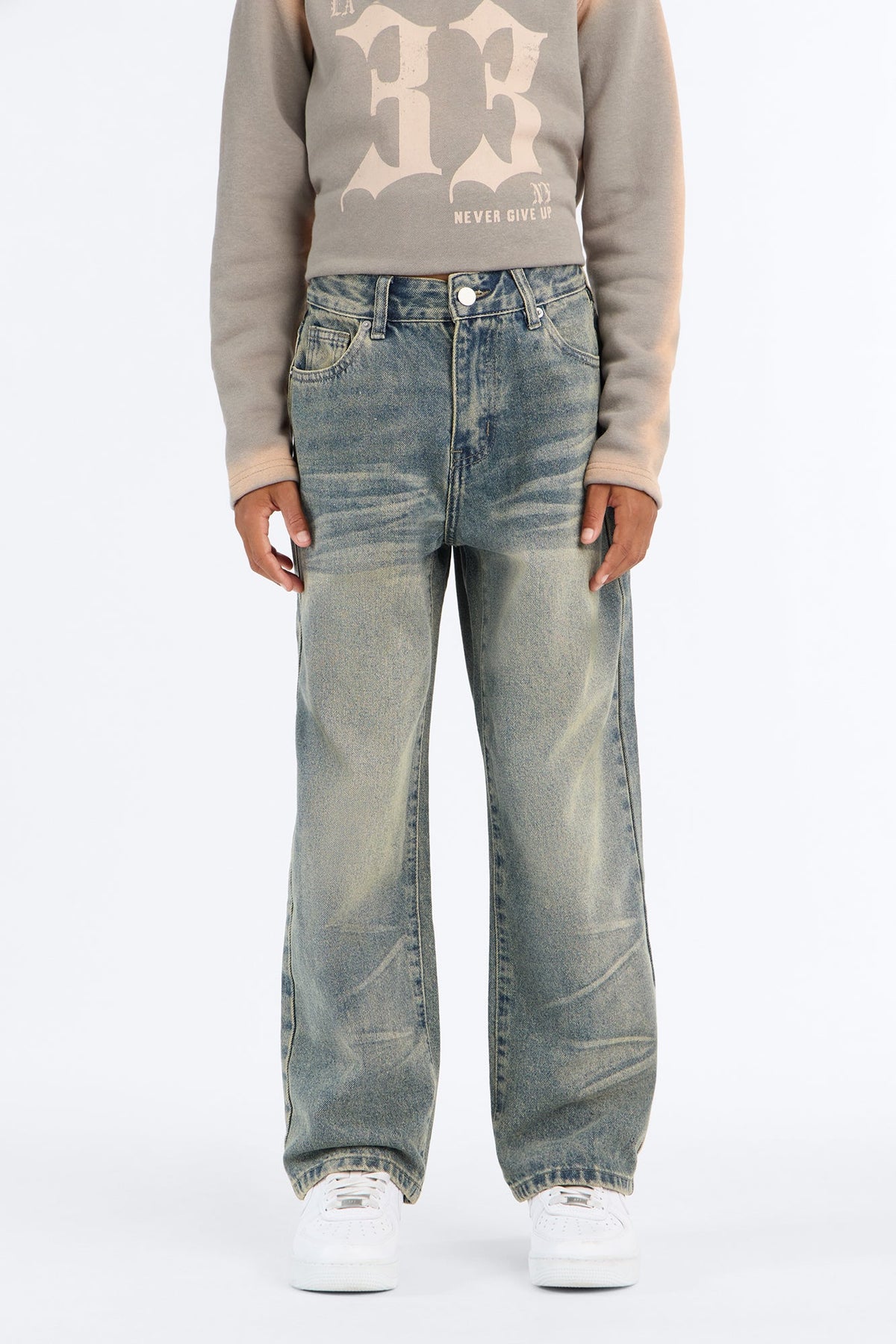 Mini Baggy Dark Wave Jeans - Medium Blue Wash