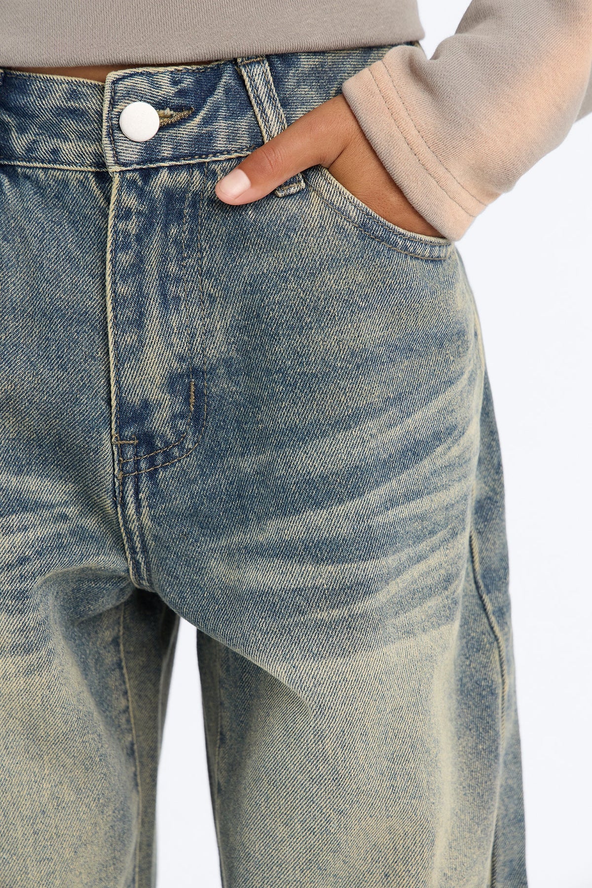 Mini Baggy Dark Wave Jeans - Medium Blue Wash