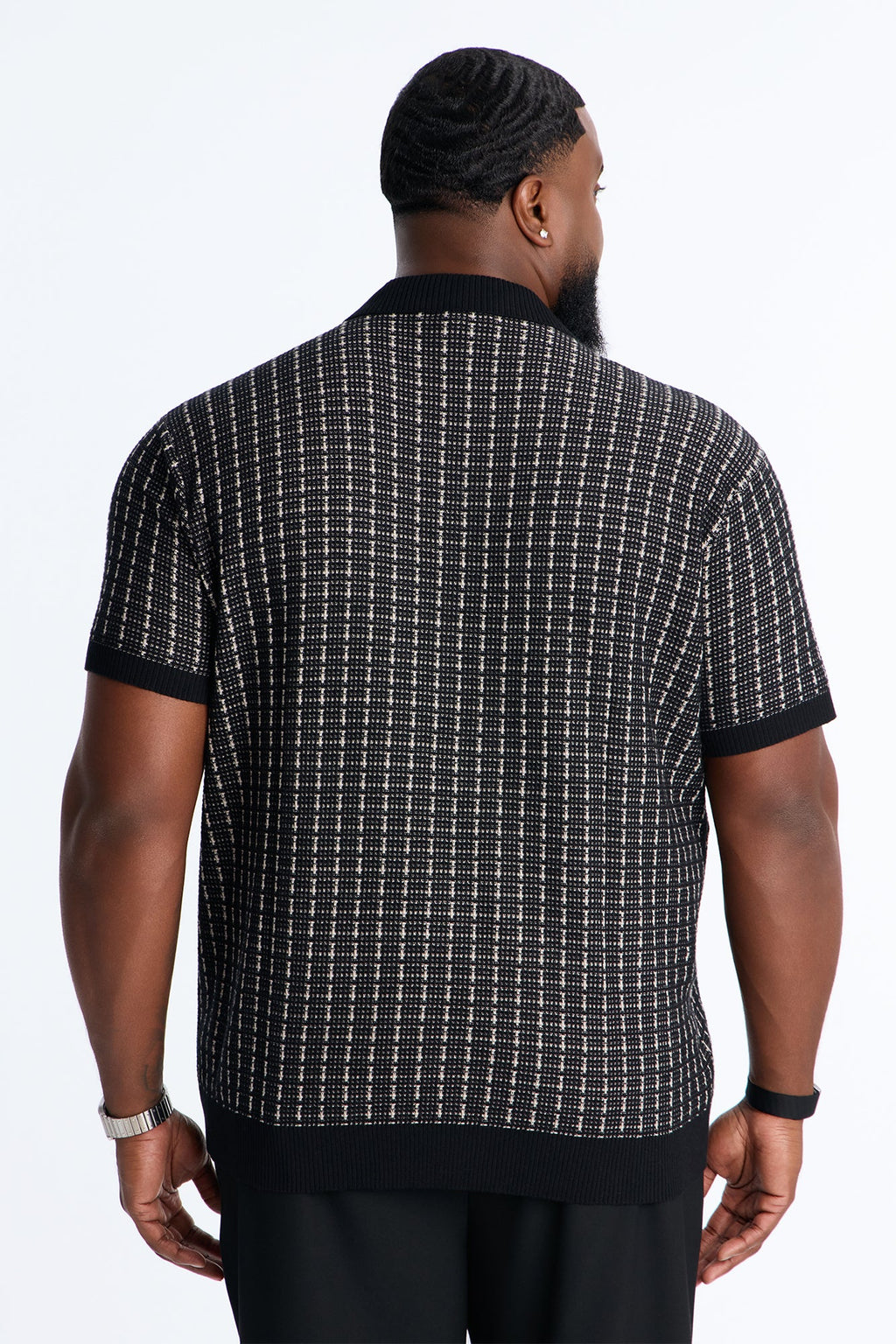 Two Button Relaxed Sweater Polo - Black/combo