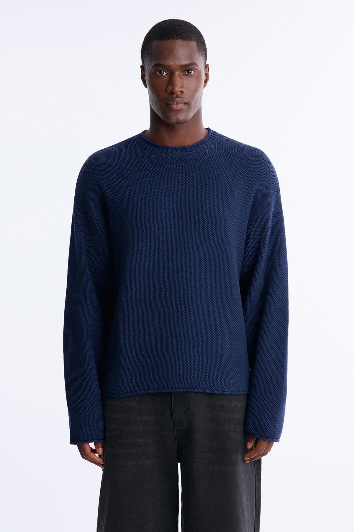 Rollneck Crew Sweater - Navy