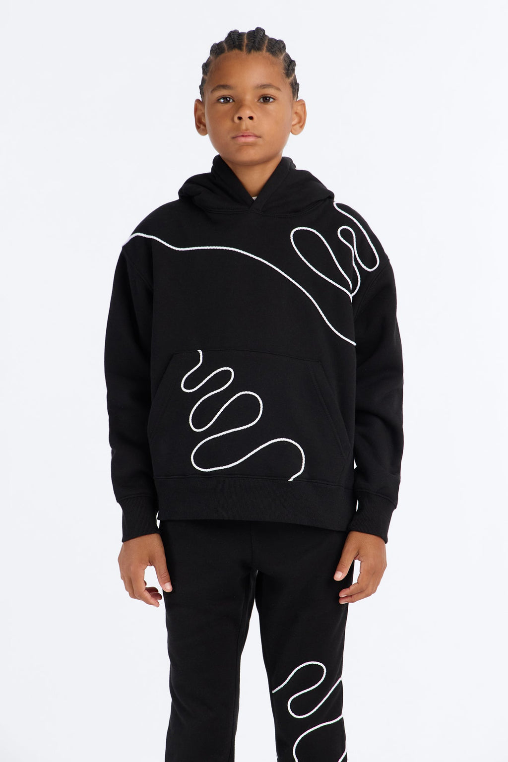 Mini Lasso Embroidery Hoodie - Black