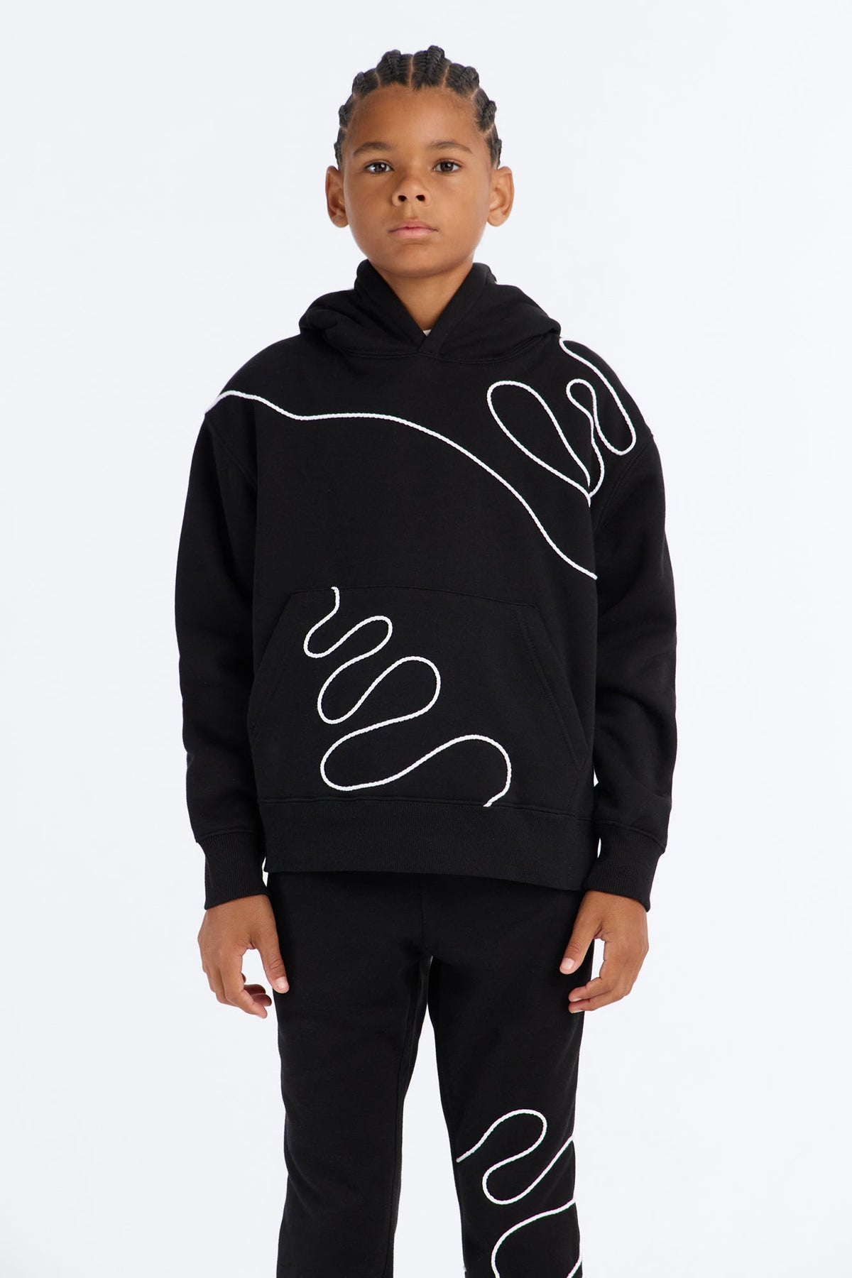 Mini Lasso Embroidery Hoodie - Black