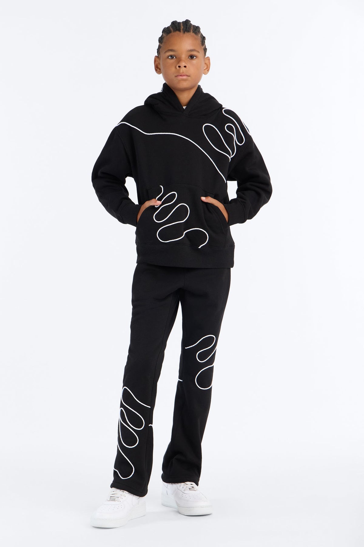 Mini Lasso Embroidery Hoodie - Black