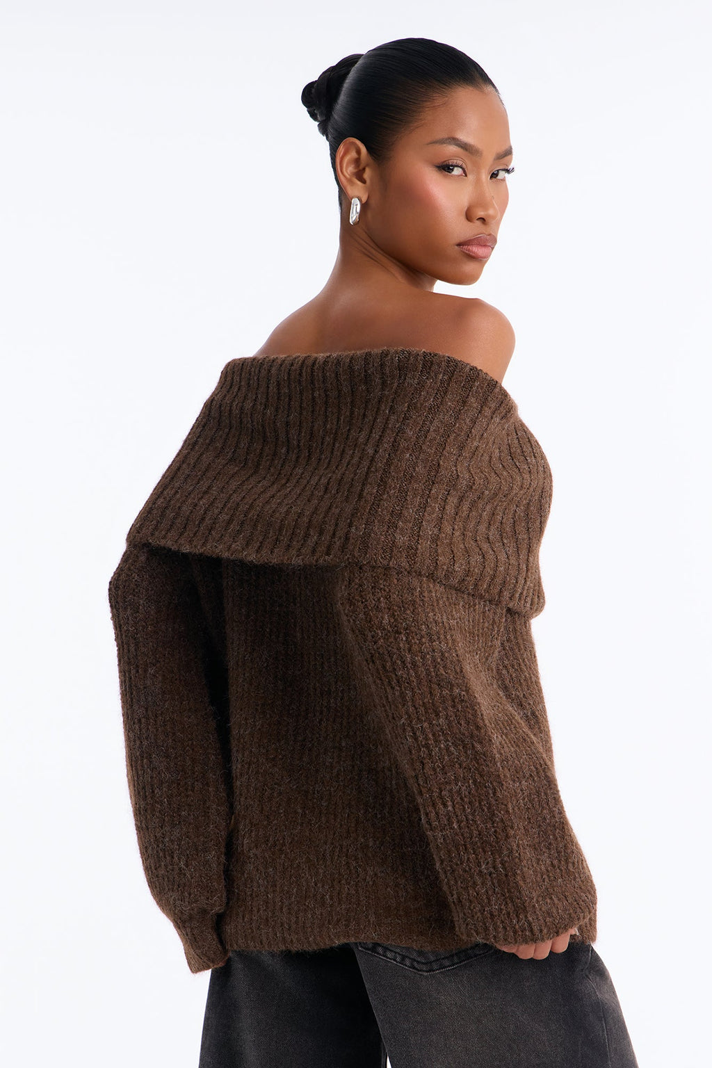 Cozy Confessions Off Shoulder Pullover Sweater - Mocha