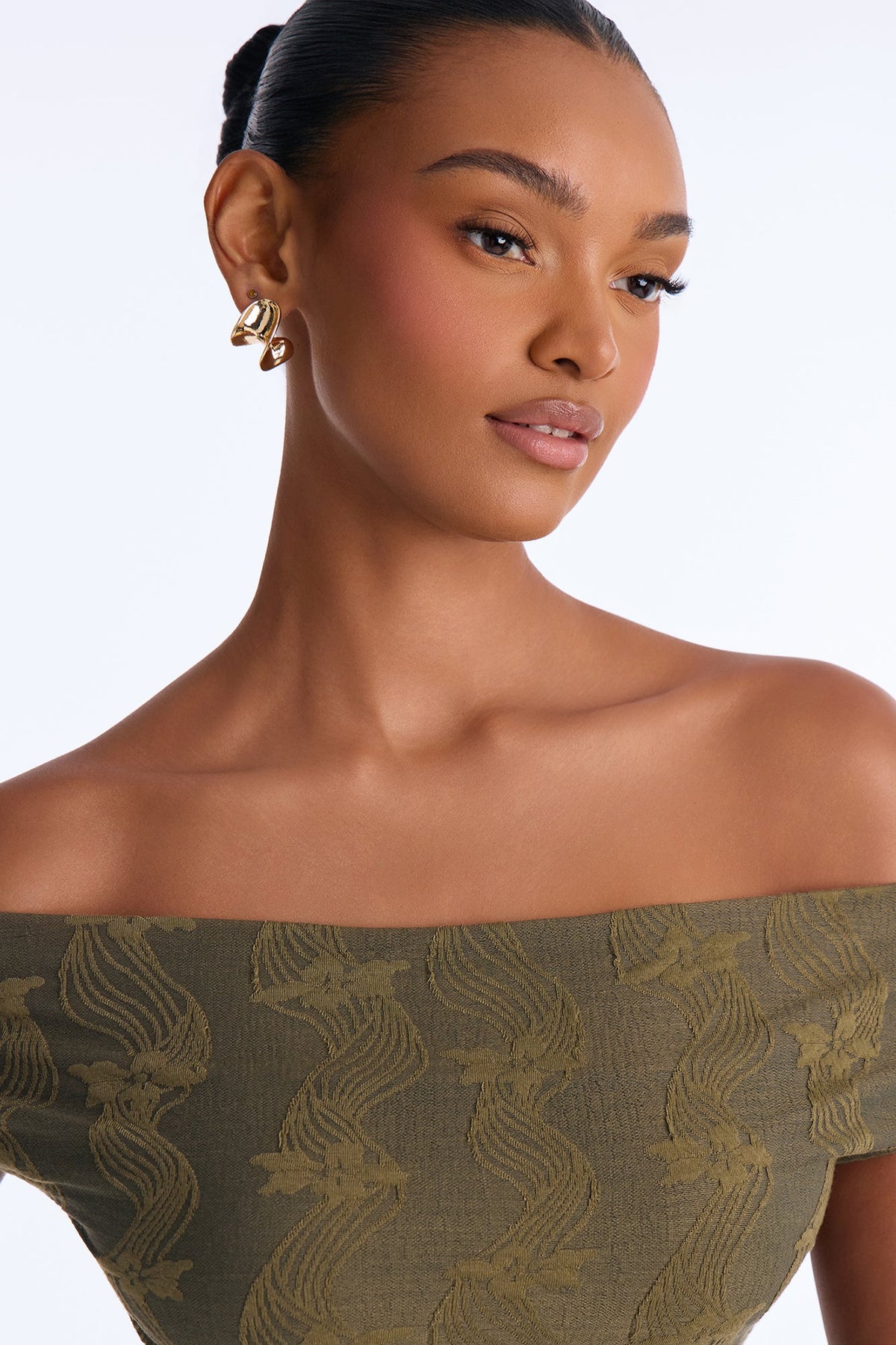 In Full Bloom Off The Shoulder Top - Olive