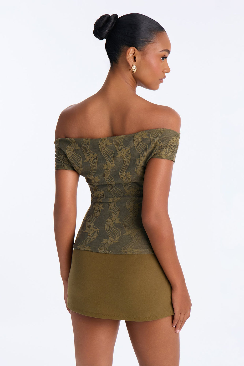 In Full Bloom Off The Shoulder Top - Olive