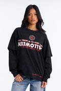 Halloween Reversed Logo Layered Tee - Black
