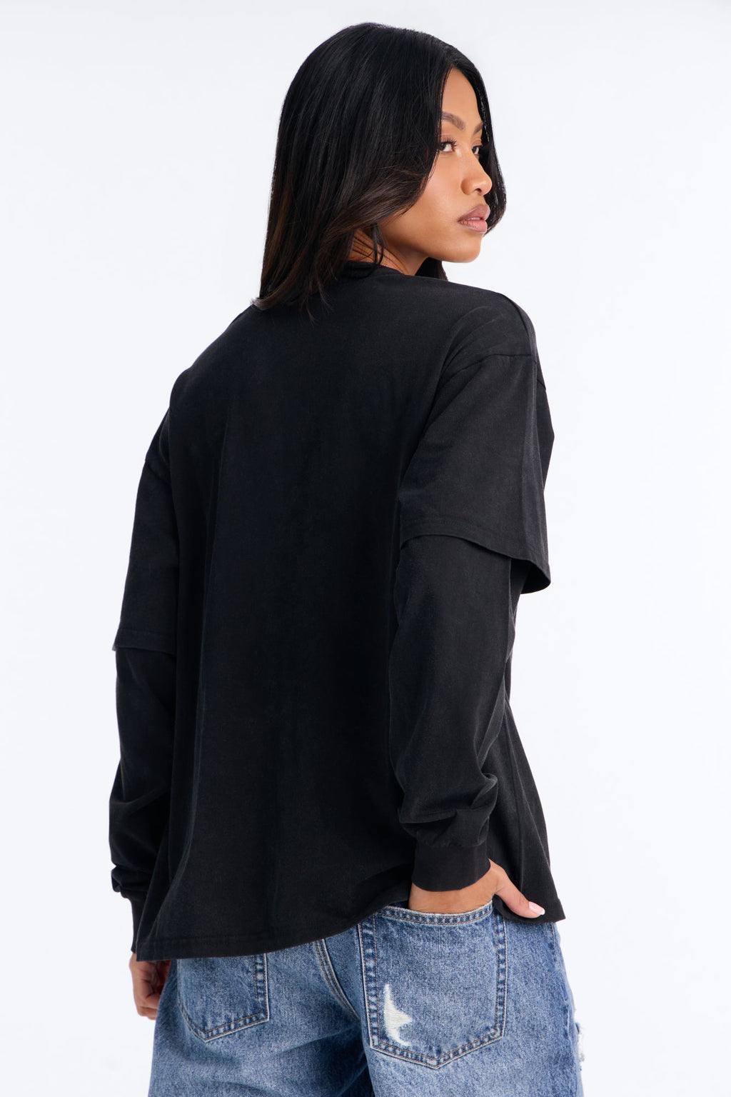 Halloween Reversed Logo Layered Tee - Black