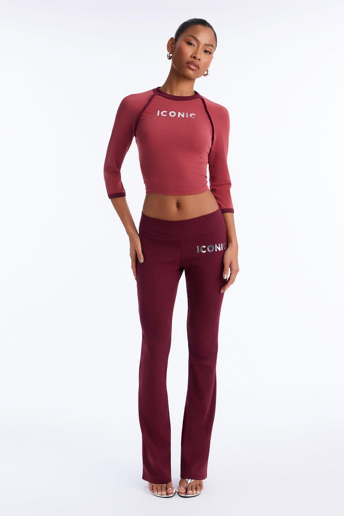 Truly Iconic Flare Pant Set - Burgundy/combo
