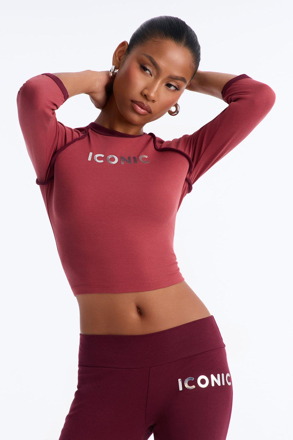 Truly Iconic Flare Pant Set - Burgundy/combo