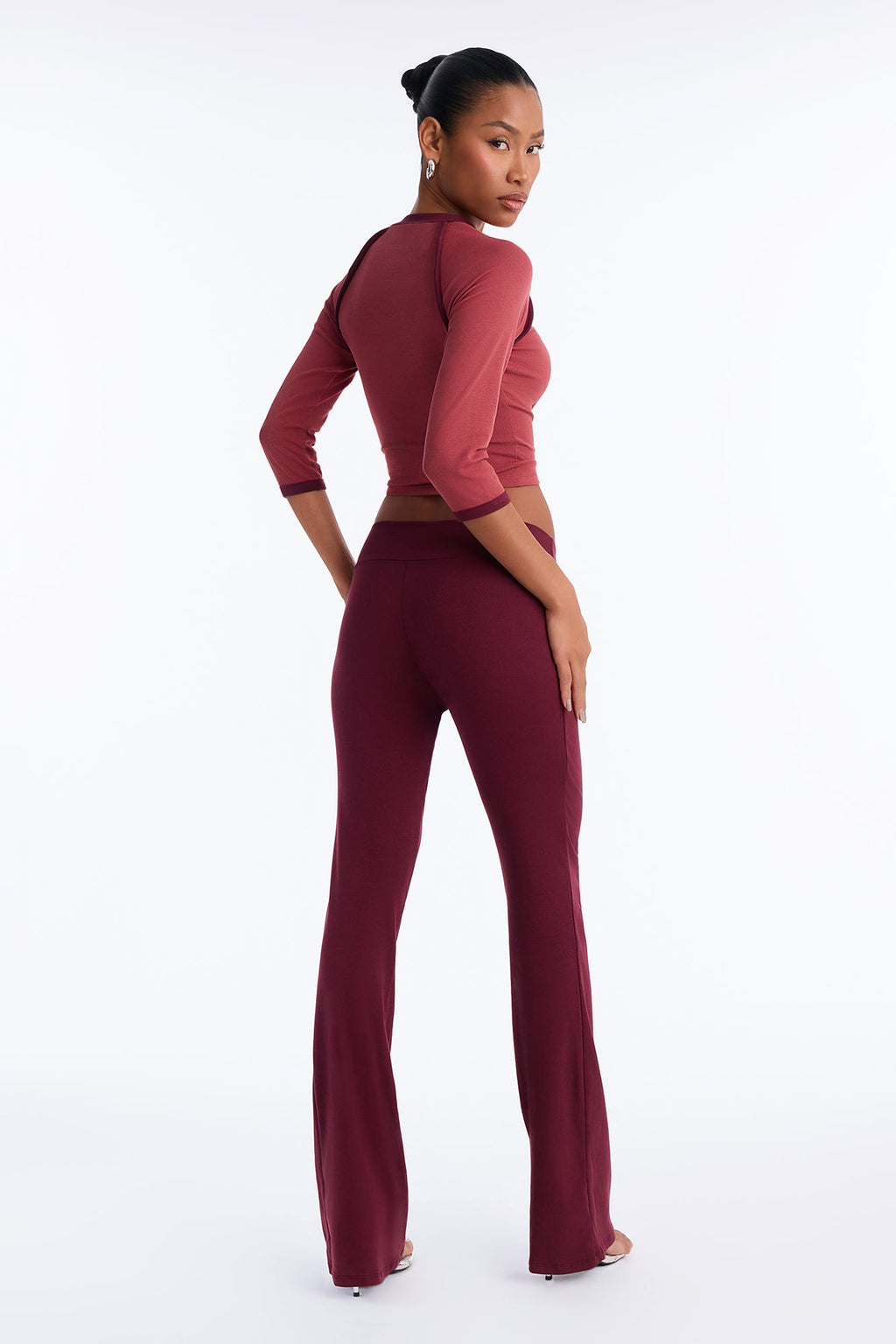 Truly Iconic Flare Pant Set - Burgundy/combo
