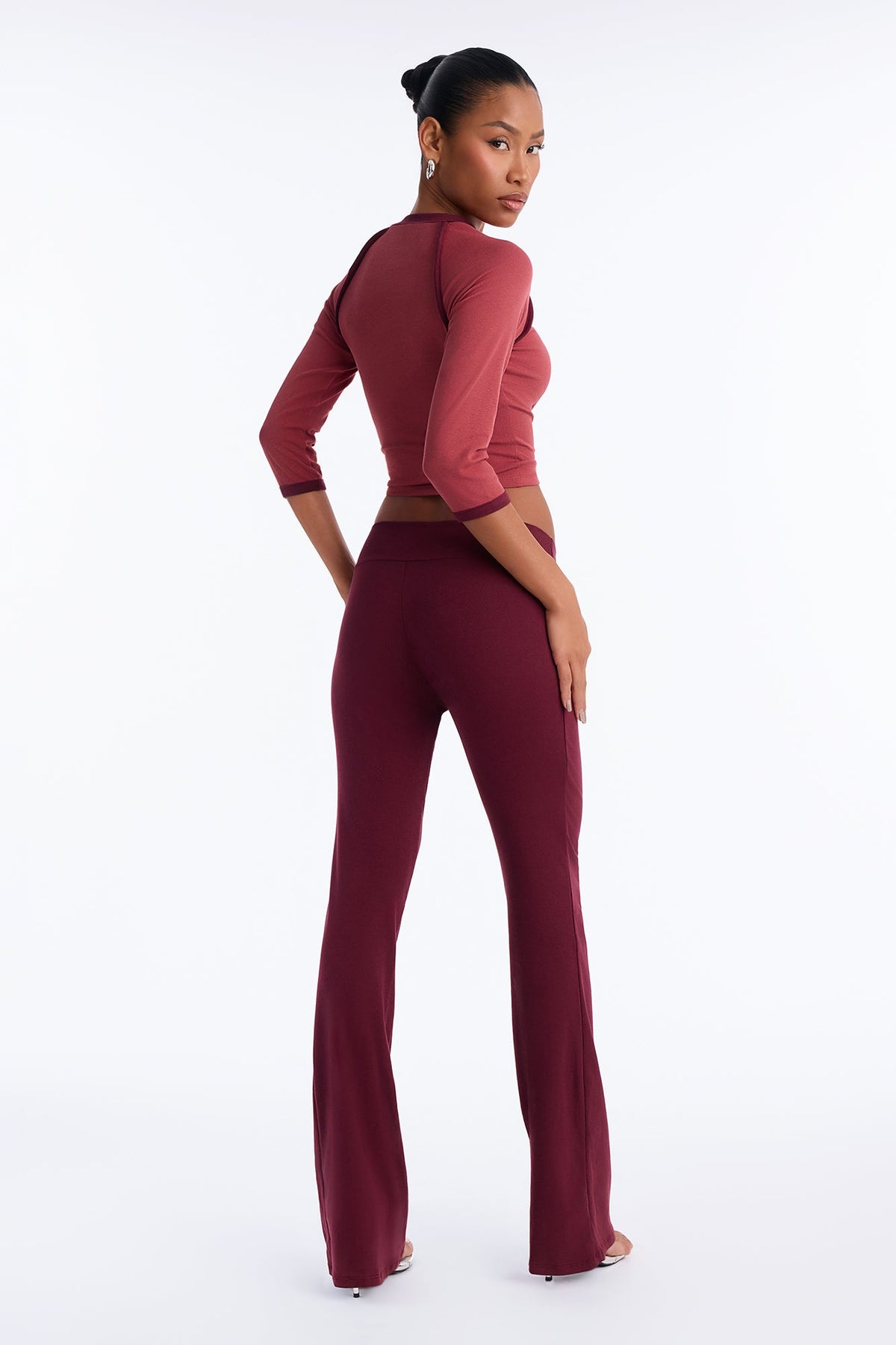 Truly Iconic Flare Pant Set - Burgundy/combo