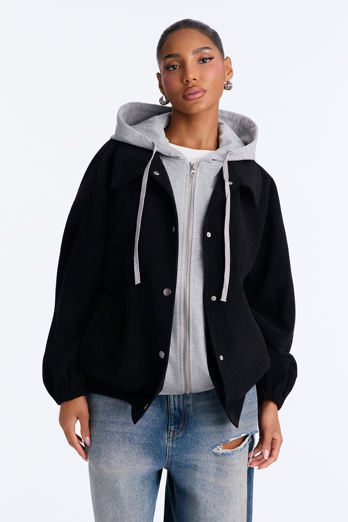 Hanging With The Boys Corduroy Jacket - Black