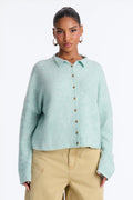 Book Worm Button Up Cardigan - Mint