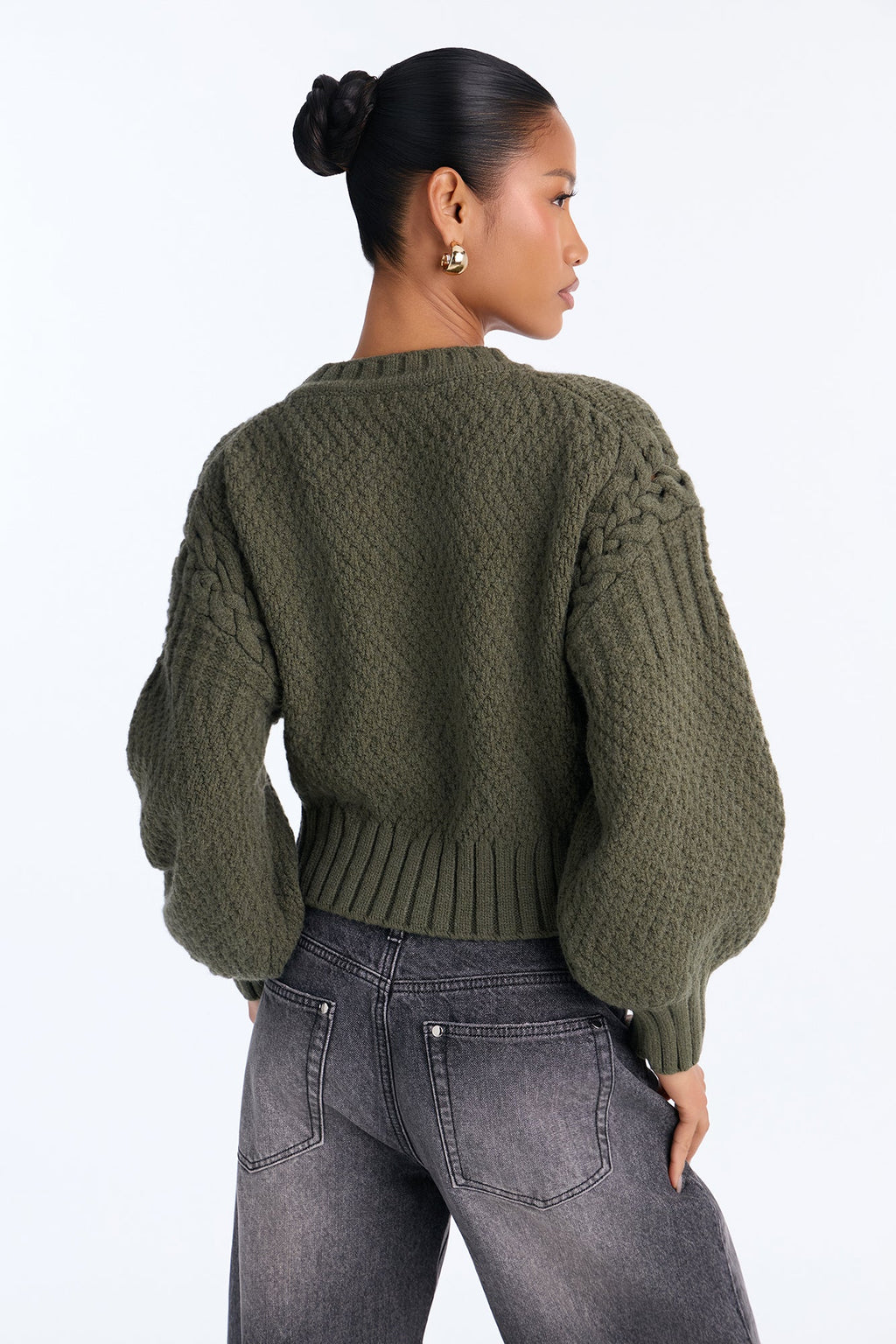 Cassie Chunky Knit Pullover Sweater - Olive