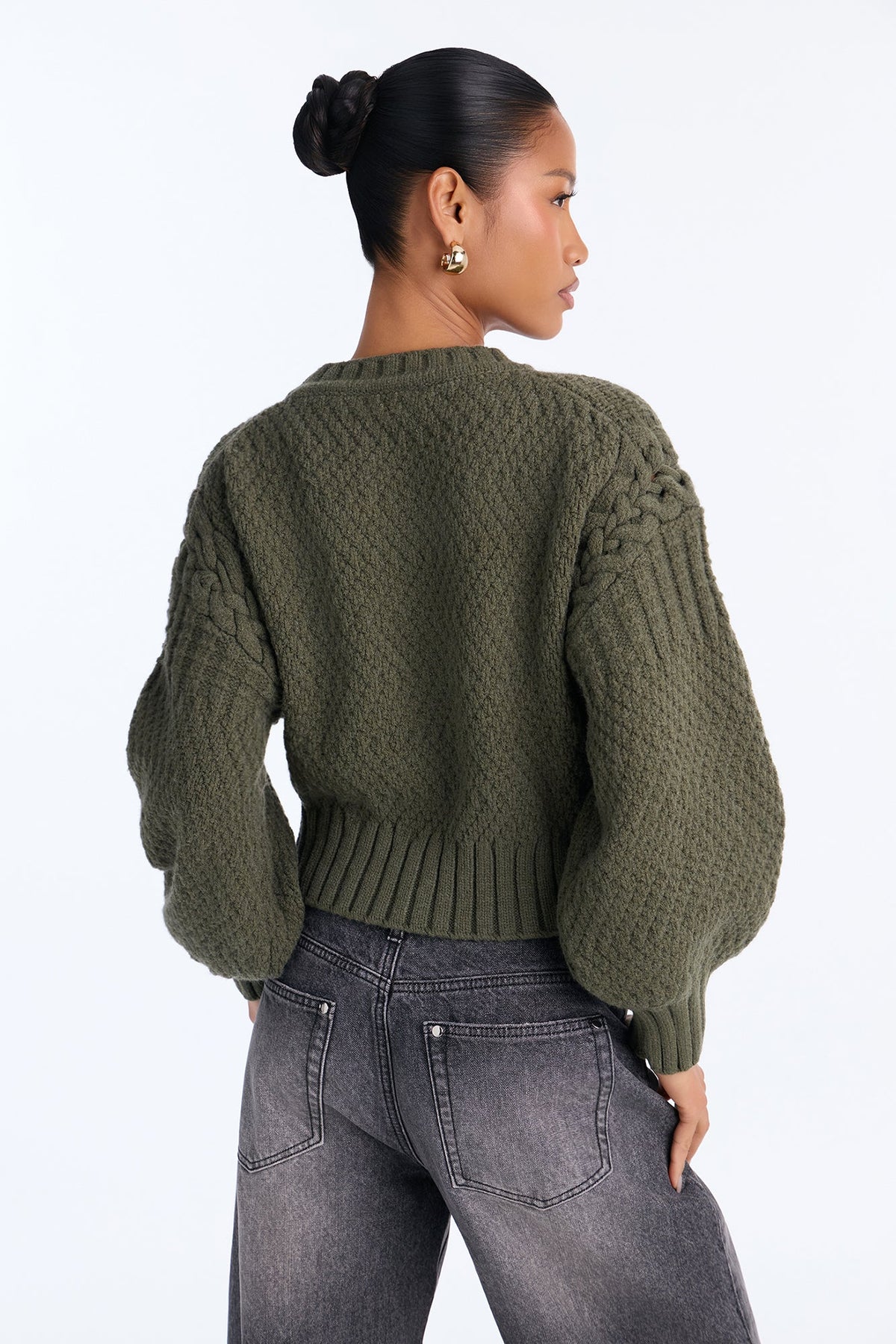 Cassie Chunky Knit Pullover Sweater - Olive