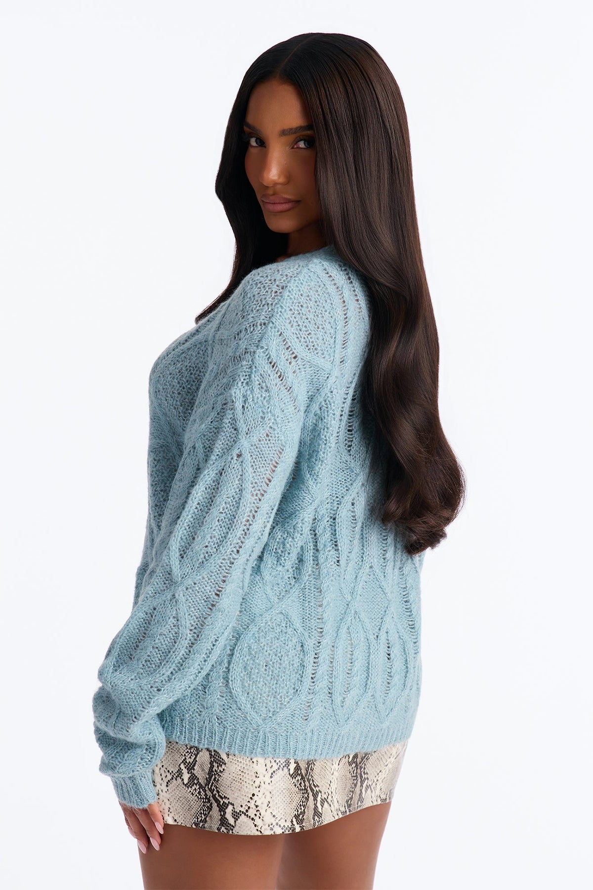 Admiration Shimmer Knit Button Up Cardigan - Blue