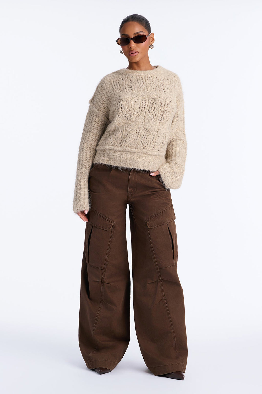 Cozy Hideaway Chunky Knit Pullover Sweater - Taupe