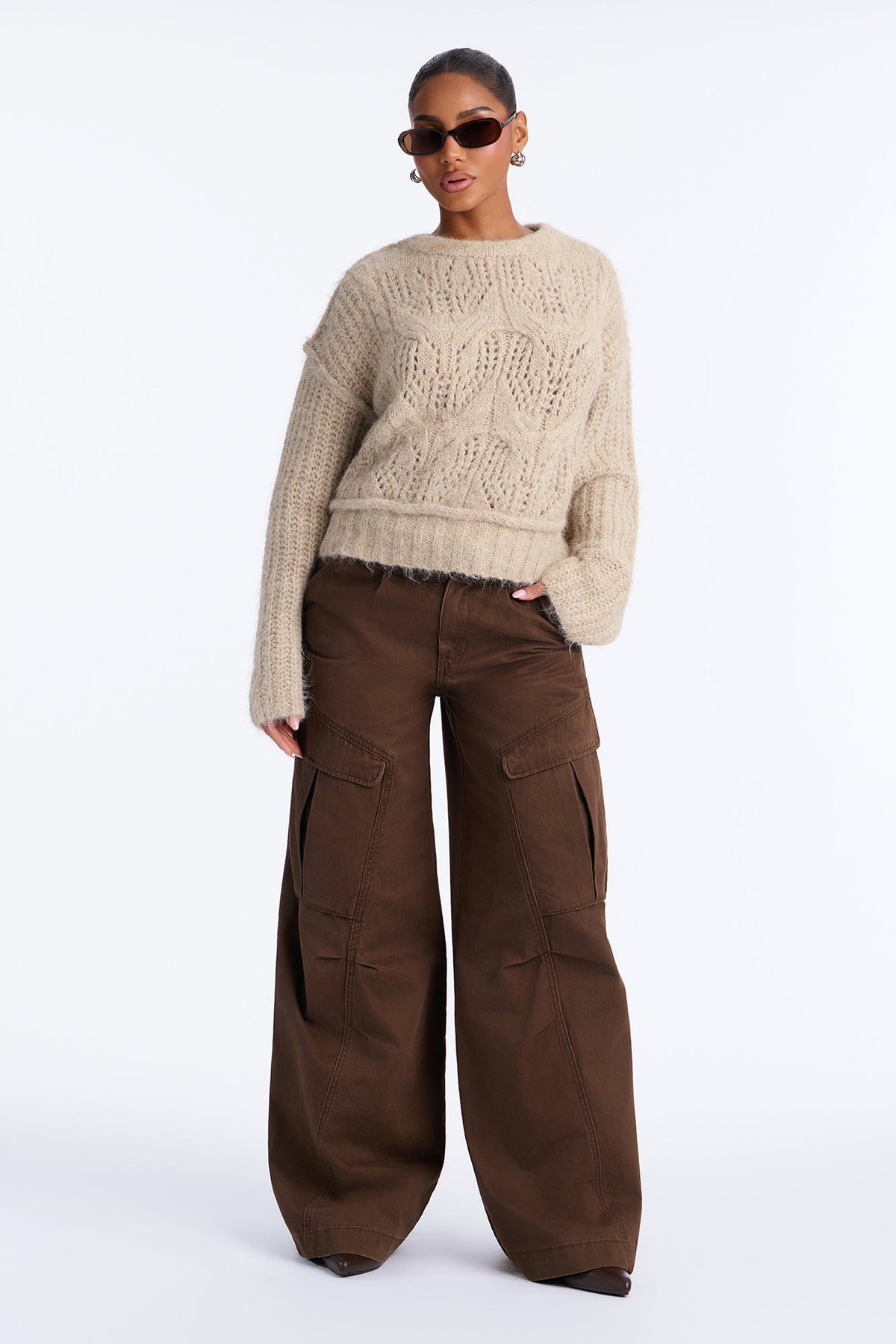 Cozy Hideaway Chunky Knit Pullover Sweater - Taupe