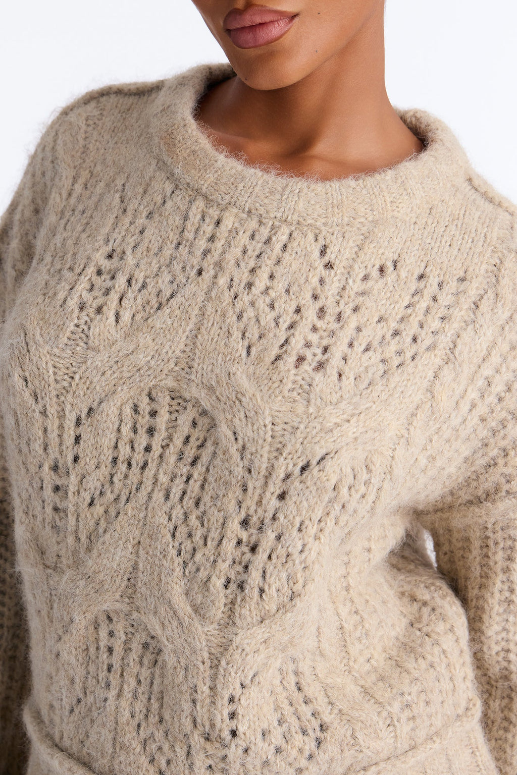 Cozy Hideaway Chunky Knit Pullover Sweater - Taupe