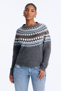 Soft Moments Fair Isle Pullover Sweater - Grey/combo