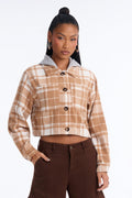 Fall Vibes Hooded Button Up Jacket - Camel/combo