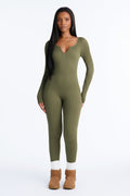 Rebecca Seamless Ribbed Jumpsuit - Olive