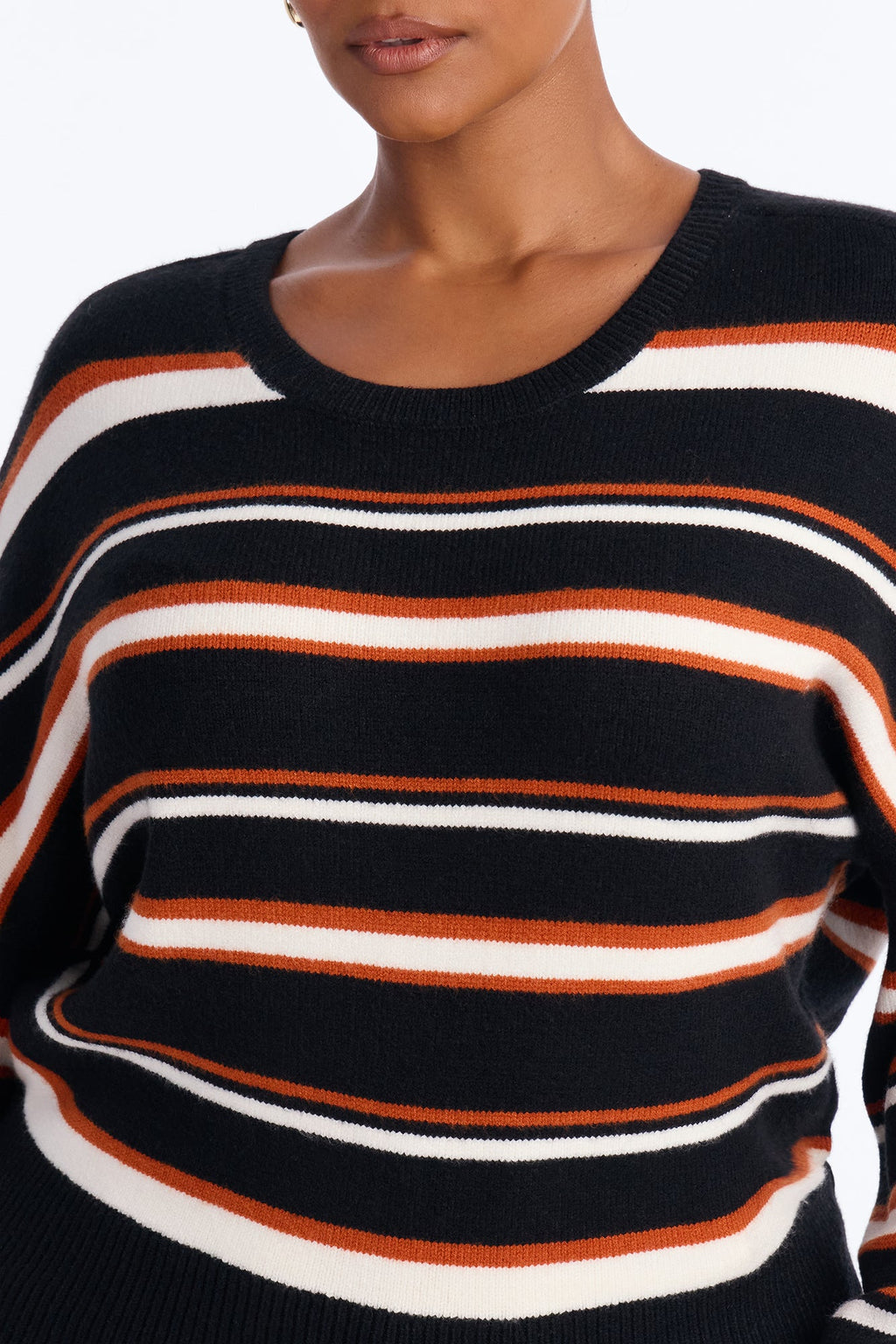 Elena Striped Long Sleeve Sweater - Black/combo