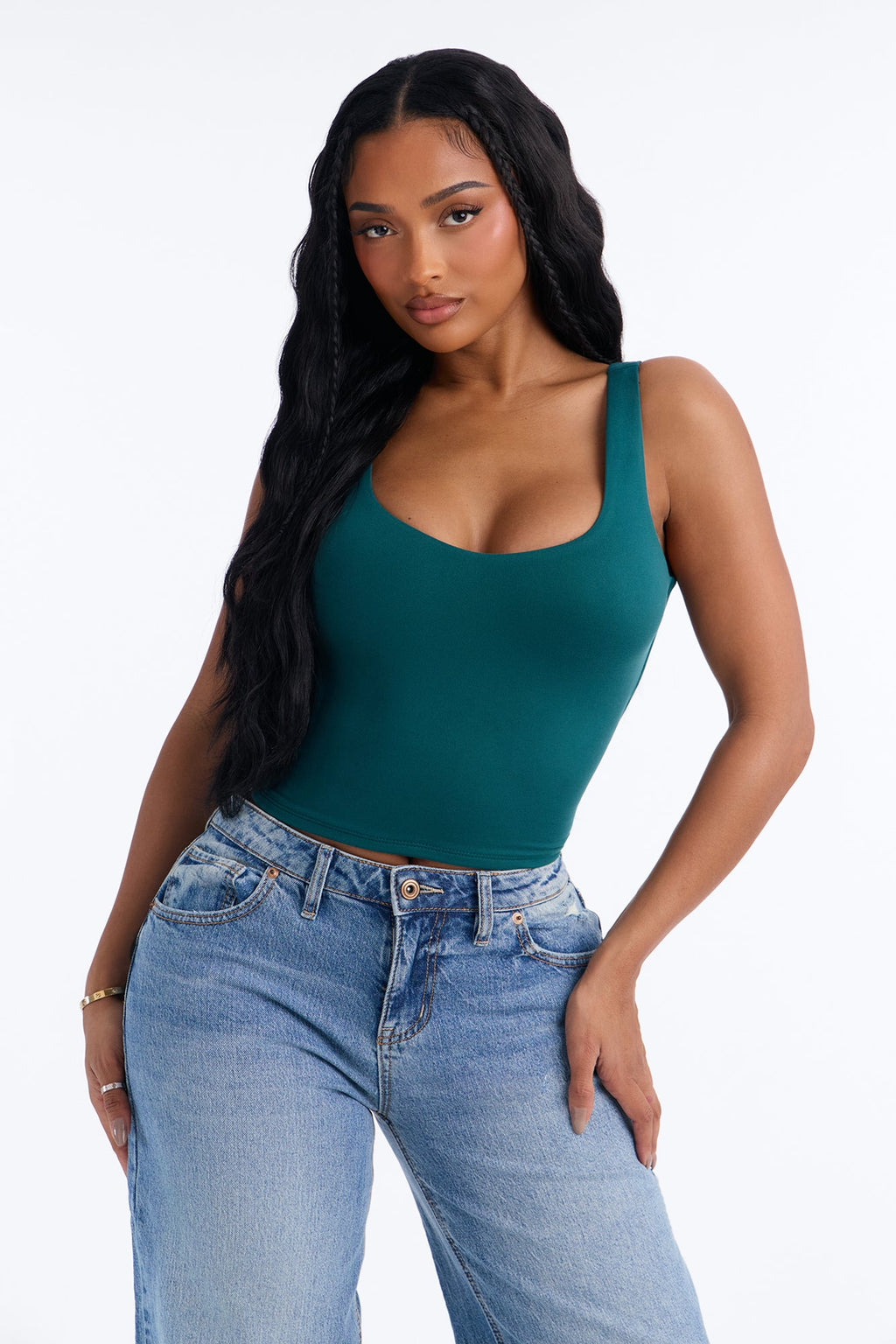 Quinn Double Lined Tank Top - Emerald