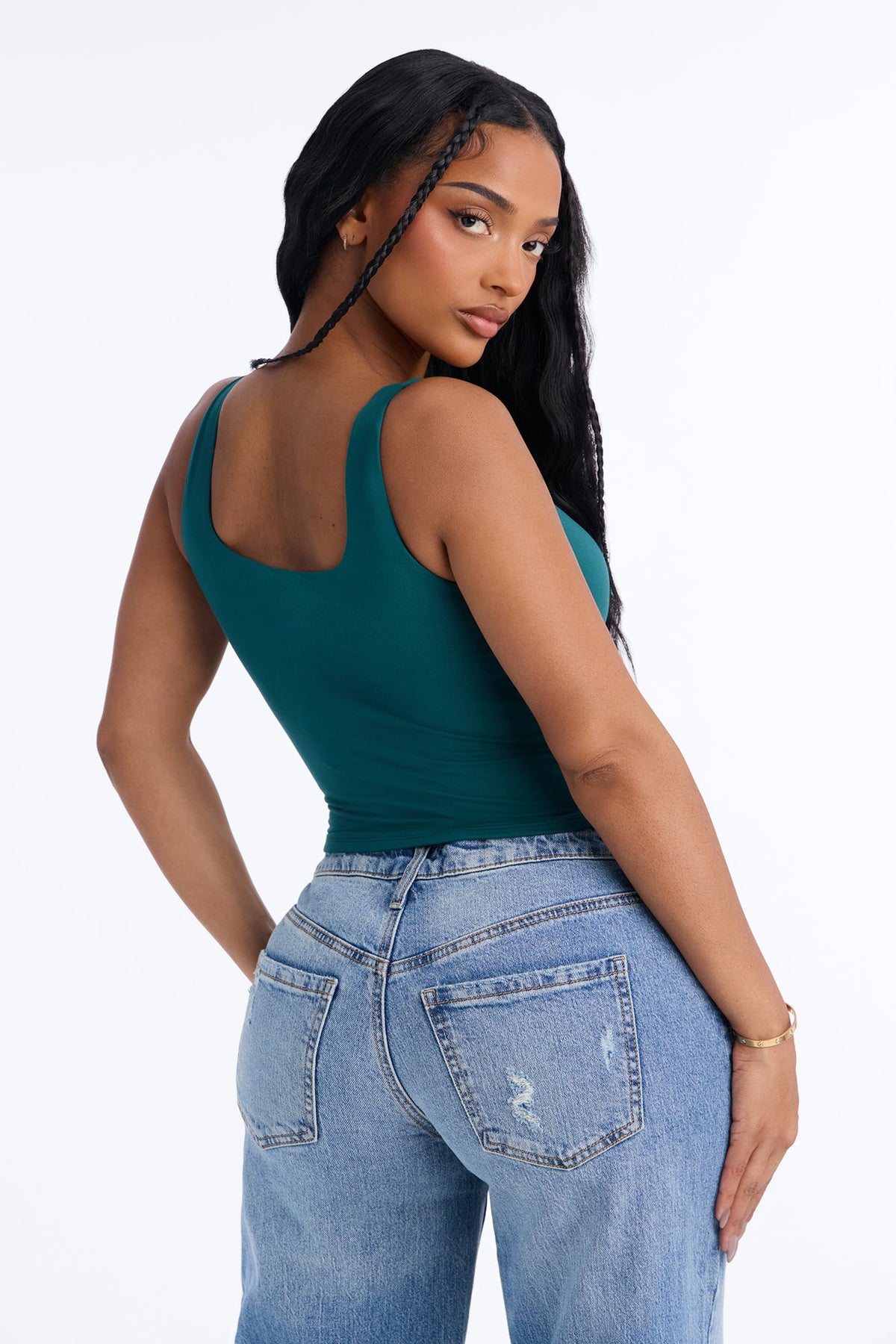 Quinn Double Lined Tank Top - Emerald